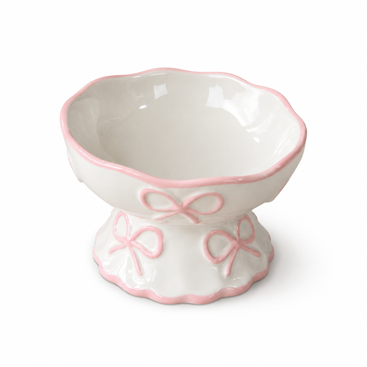 Bow Pedestal Ceramic Pet Bowl