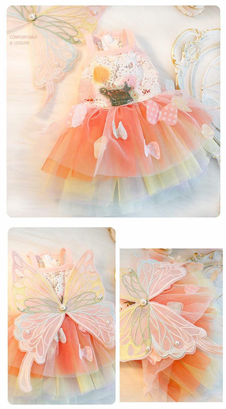Dog Princess Dress, Butterfly Costume Pet Girl Outfit XL Summer