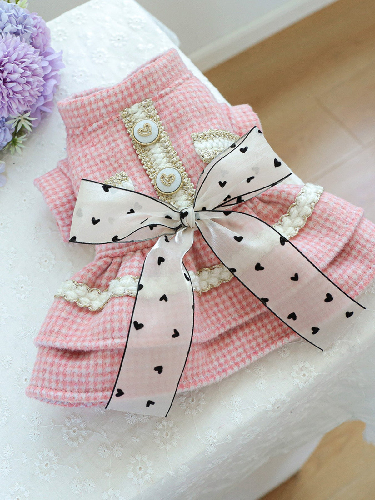 Plaid Ruffle Pet Dress with Bow