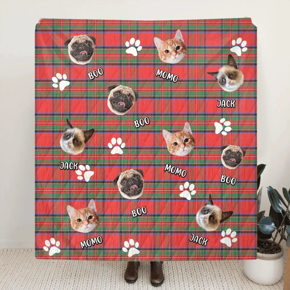 Personalized Pet Photo Fleece Throw Blanket/Quilt - Up to 3 Photos  - Christmas Gift Idea for Dog/Cat/Pet Lovers