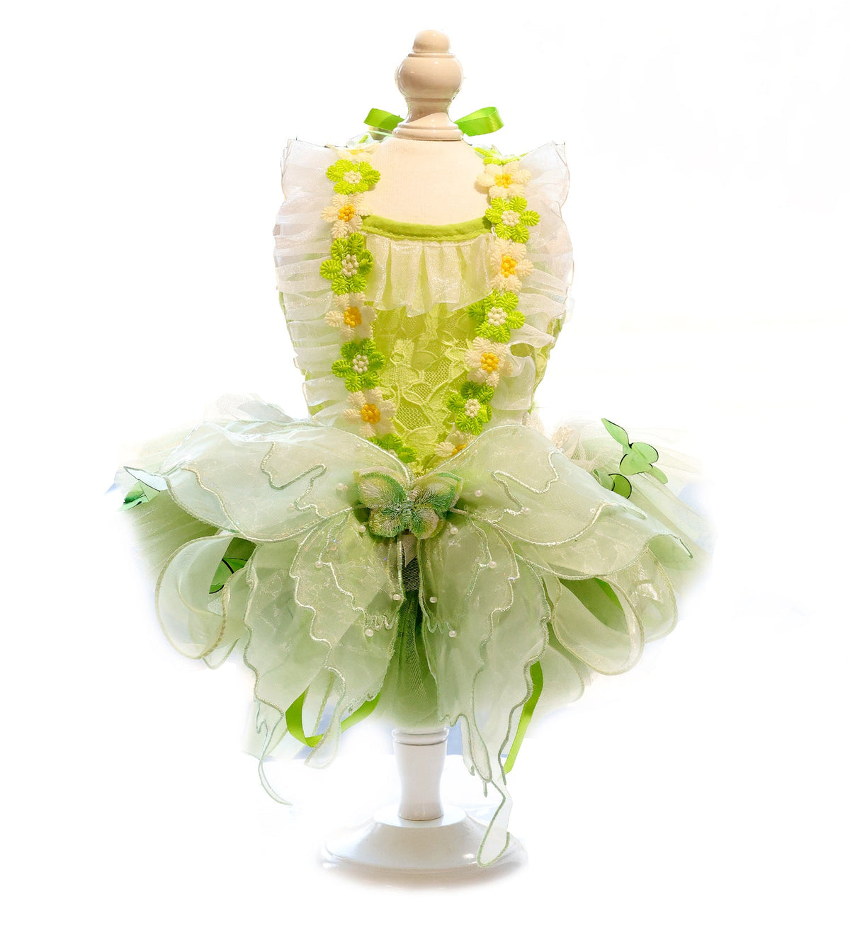 Butterfly Fairy Dog Tutu Dress with 3D Floral Lace