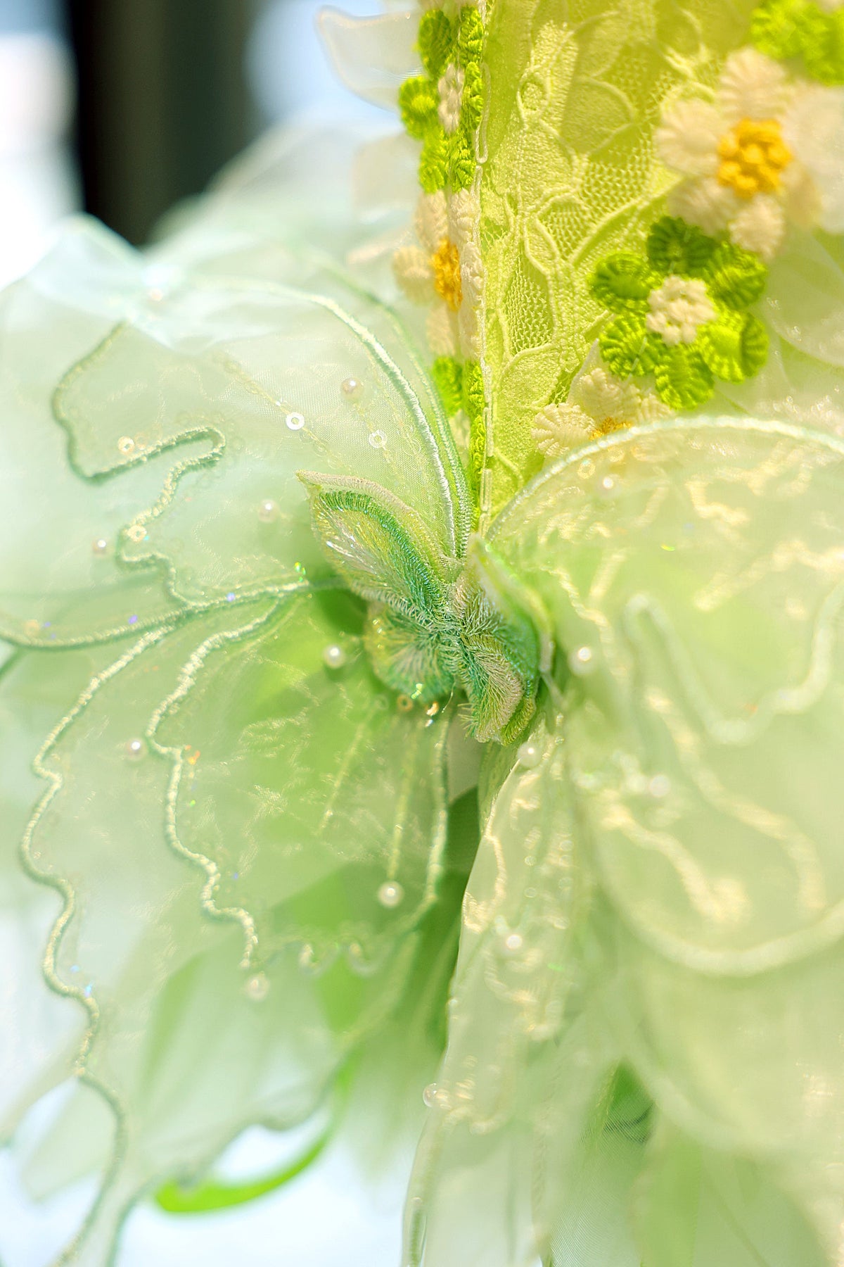 Butterfly Fairy Dog Tutu Dress with 3D Floral Lace