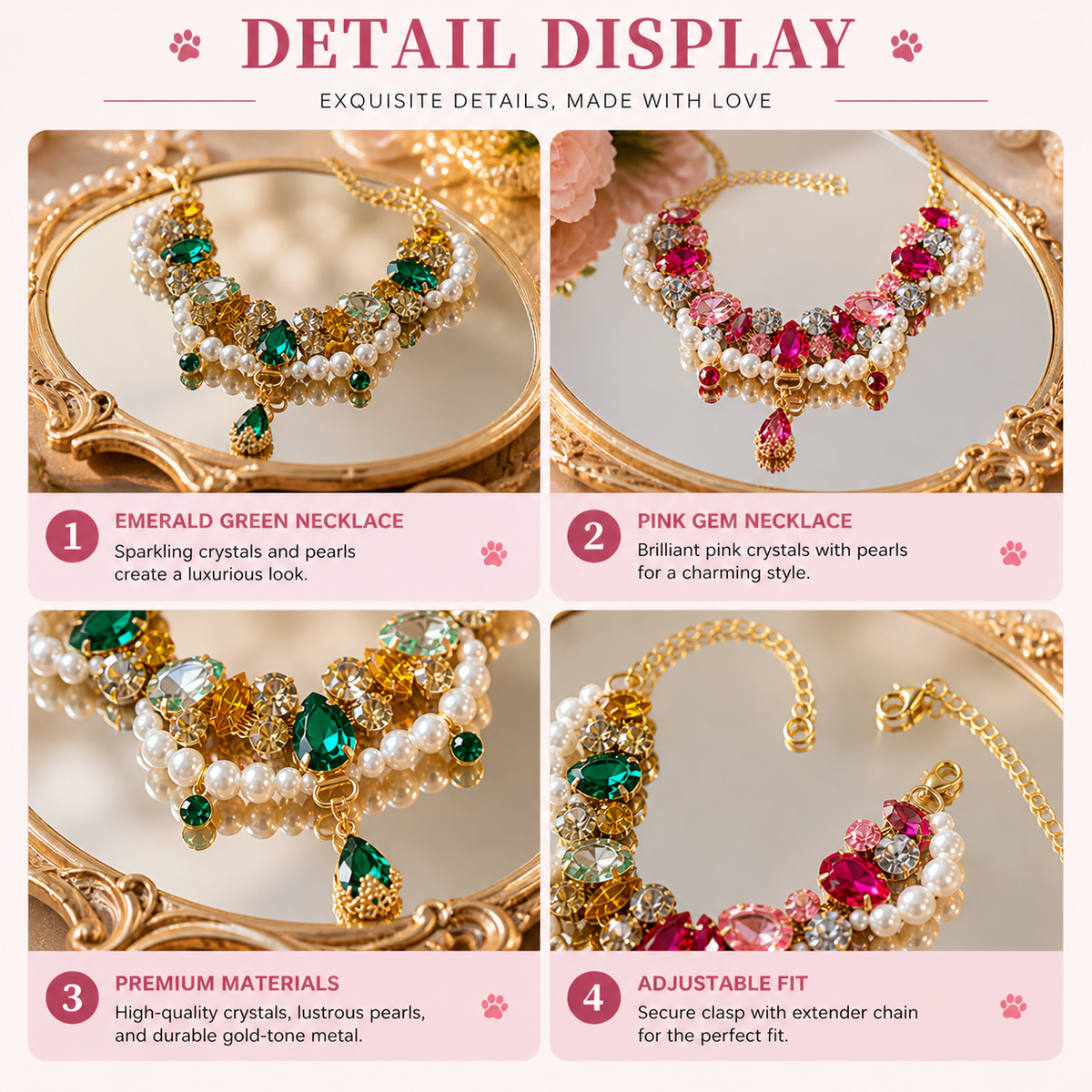 Pearl and Crystal Pet Necklace