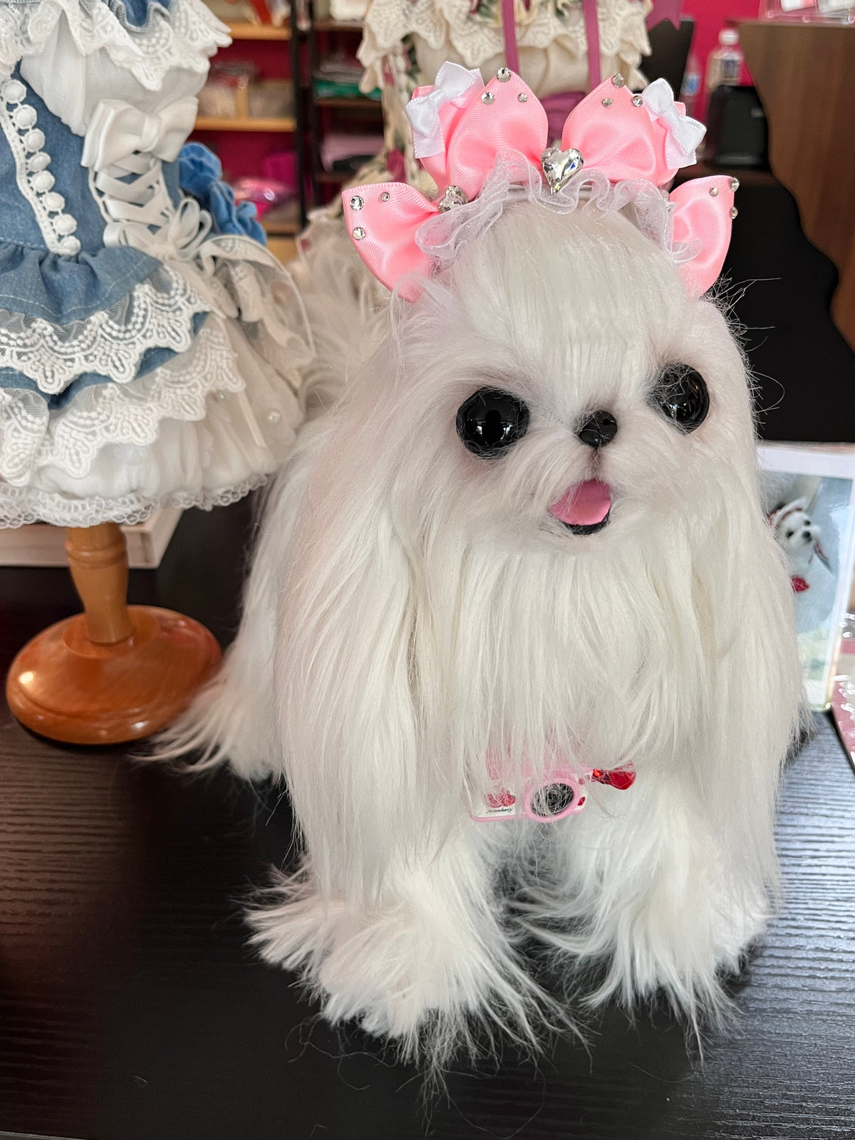 Polka Dot Rhinestone Pet Bow Hair Clip
