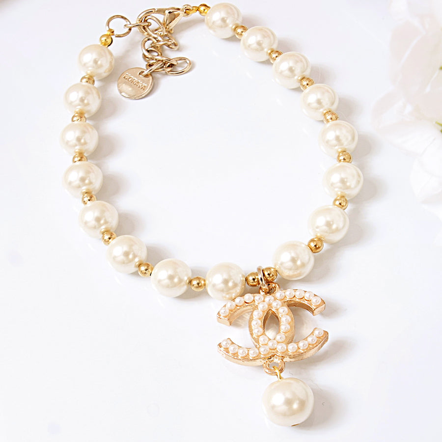 Crown and Pearl Pet Necklace