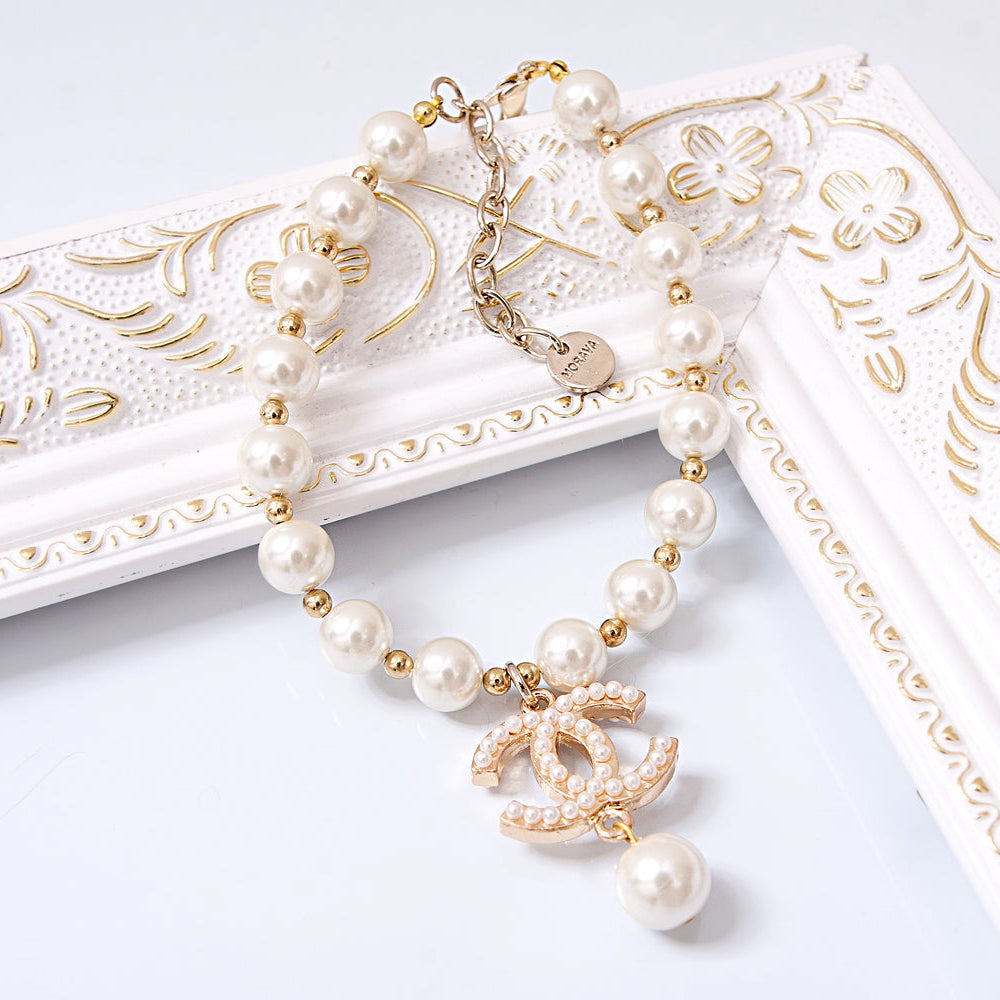 Crown and Pearl Pet Necklace