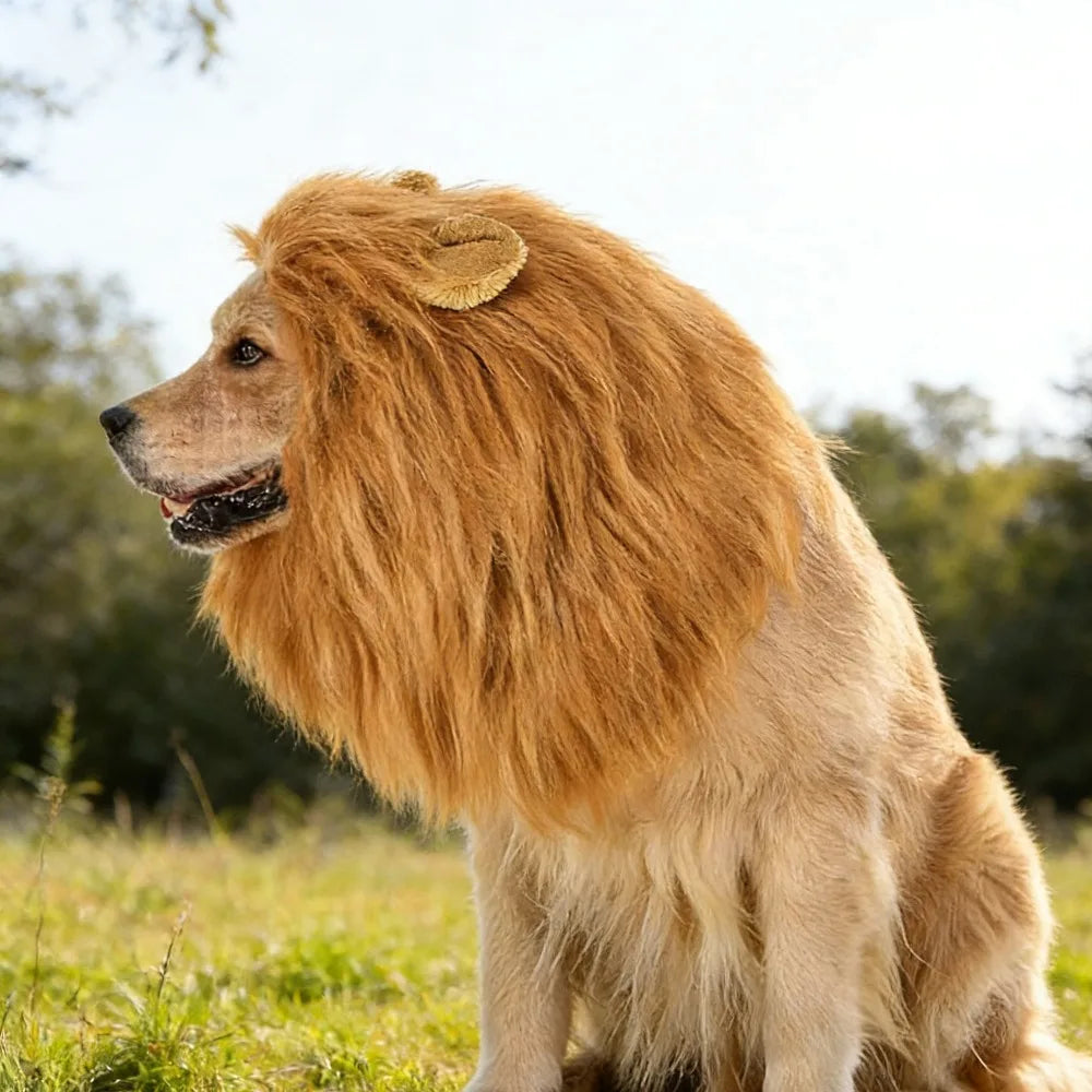 Pet Lion Mane Wig Hat with Ears Funny Costume Headwear for Dogs Cats Party Cosplay Dress Up Cute Pet Decoration Accessories