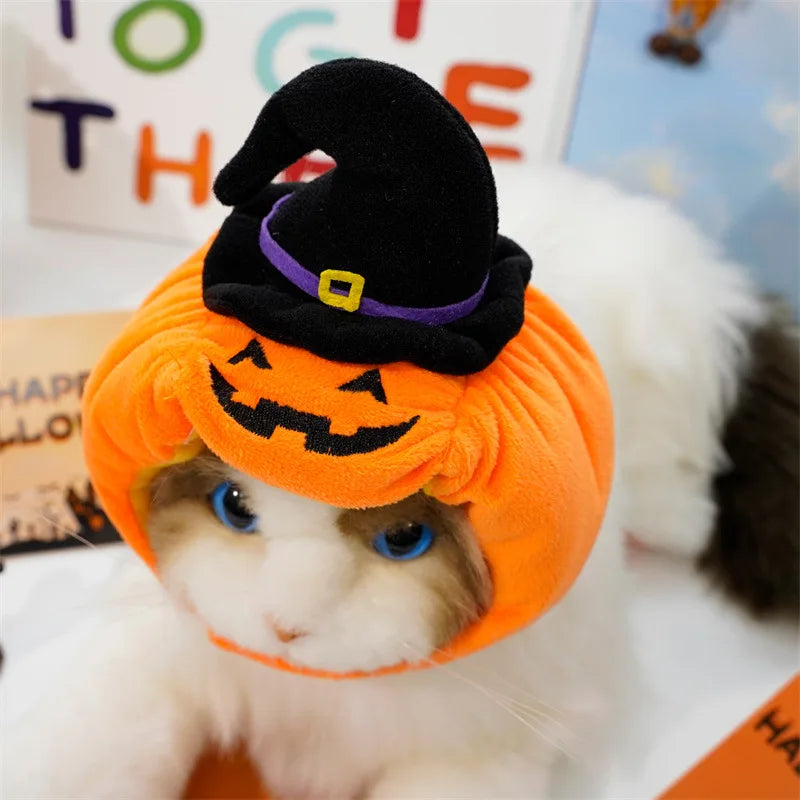 Pet Hat Halloween Funny Pumpkin Cat Cap Dog Headgear Hat Cute Animal Halloween Cosplay Costume Headgear Small Pet Accessories