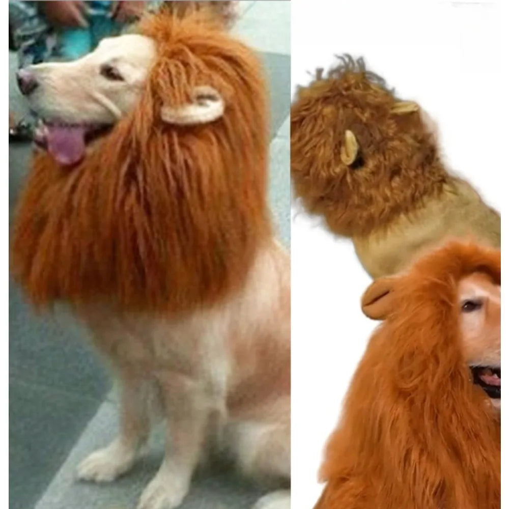 Pet Lion Mane Wig Hat with Ears Funny Costume Headwear for Dogs Cats Party Cosplay Dress Up Cute Pet Decoration Accessories