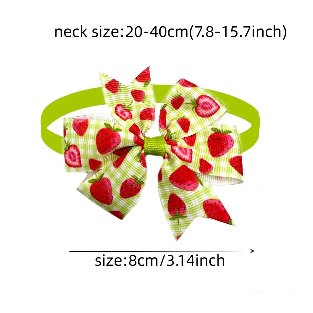 50/100pcs Dog Bow Tie Summer Strawberry Style Dog Bowties Necktie Collar Pet Supplies Pet Grooming Accessories for Small Dog Cat