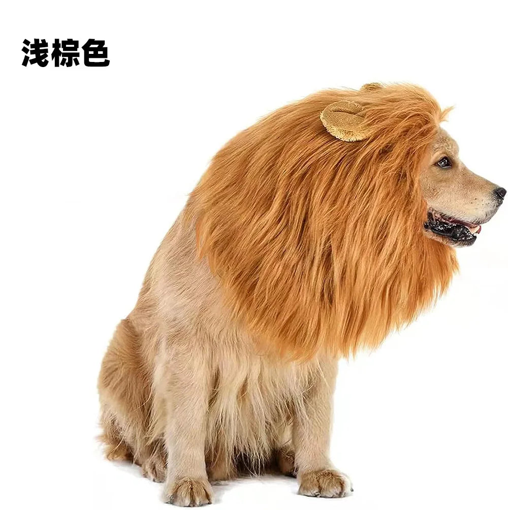 Pet Lion Mane Wig Hat with Ears Funny Costume Headwear for Dogs Cats Party Cosplay Dress Up Cute Pet Decoration Accessories