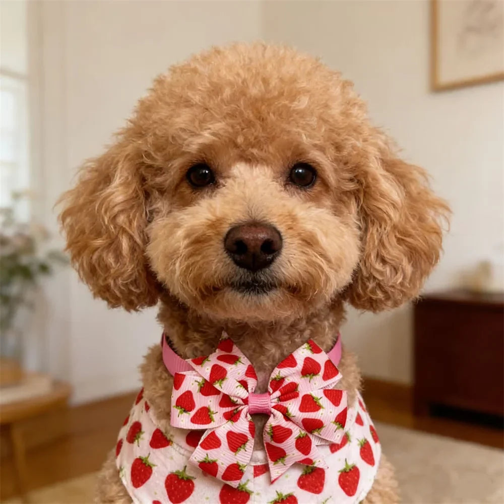 50/100pcs Dog Bow Tie Summer Strawberry Style Dog Bowties Necktie Collar Pet Supplies Pet Grooming Accessories for Small Dog Cat