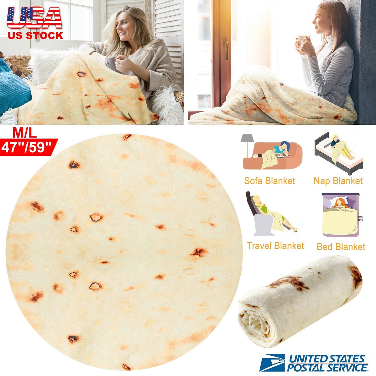 Burrito Tortilla Throw Blanket
