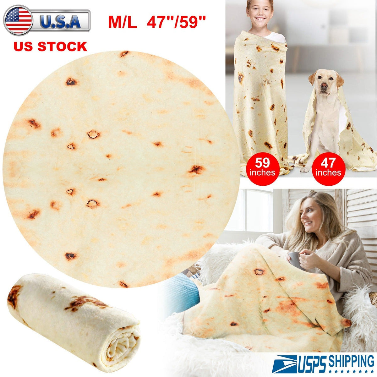 Burrito Tortilla Throw Blanket