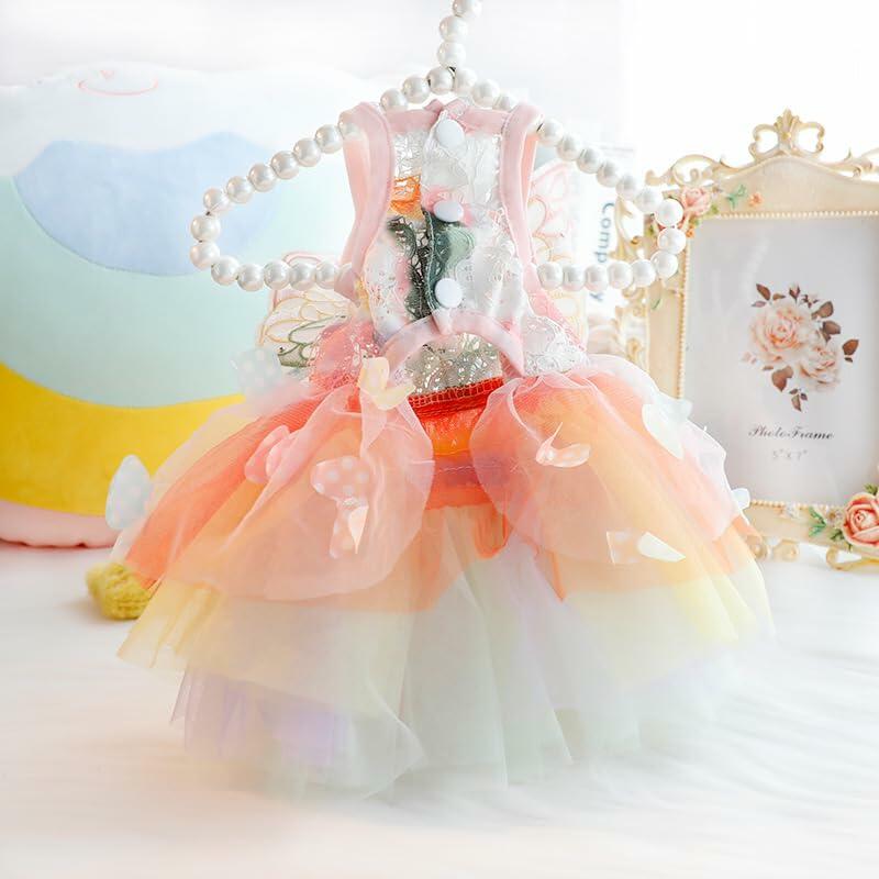 Dog  Princess Dress, Butterfly Costume Pet Girl Outfit XL Summer