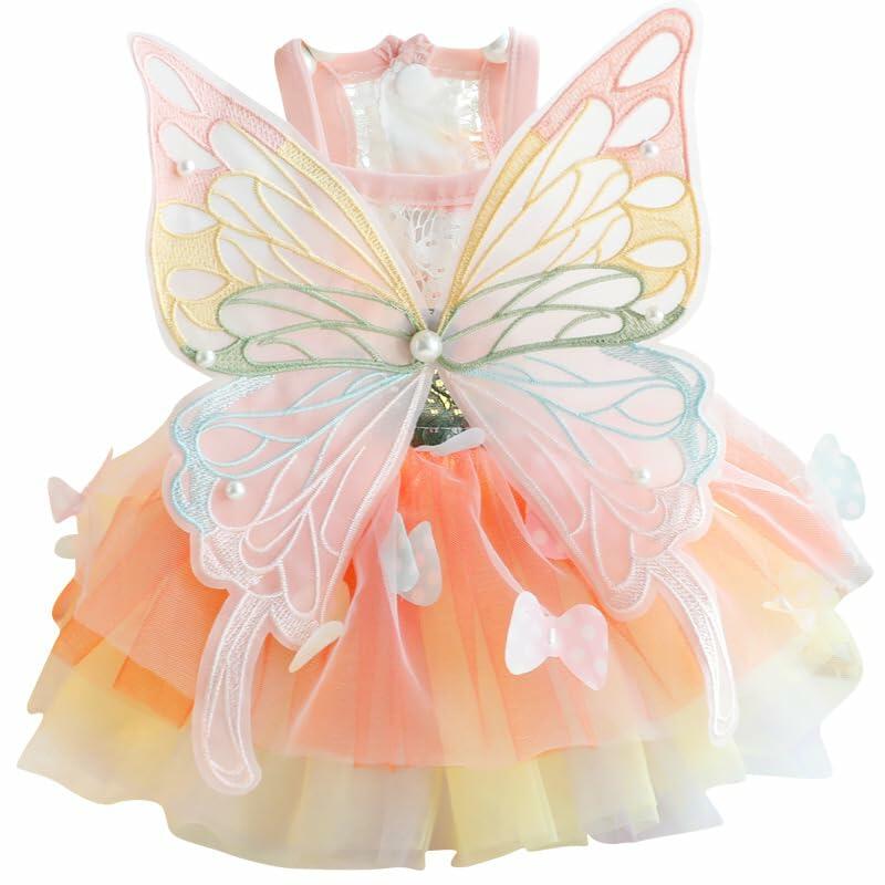 Dog  Princess Dress, Butterfly Costume Pet Girl Outfit XL Summer