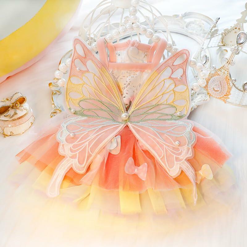 Dog  Princess Dress, Butterfly Costume Pet Girl Outfit XL Summer