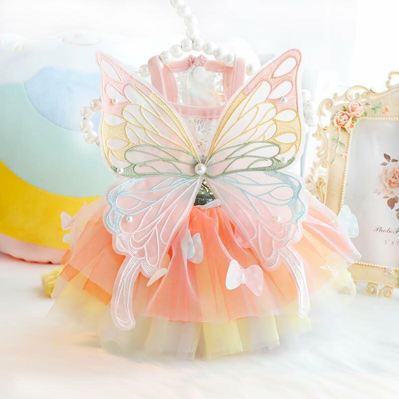 Dog  Princess Dress, Butterfly Costume Pet Girl Outfit XL Summer